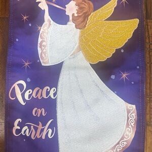 Angel Garden Flag Peace On Earth Christmas Porch Decor Sparkle Embroidered Wings